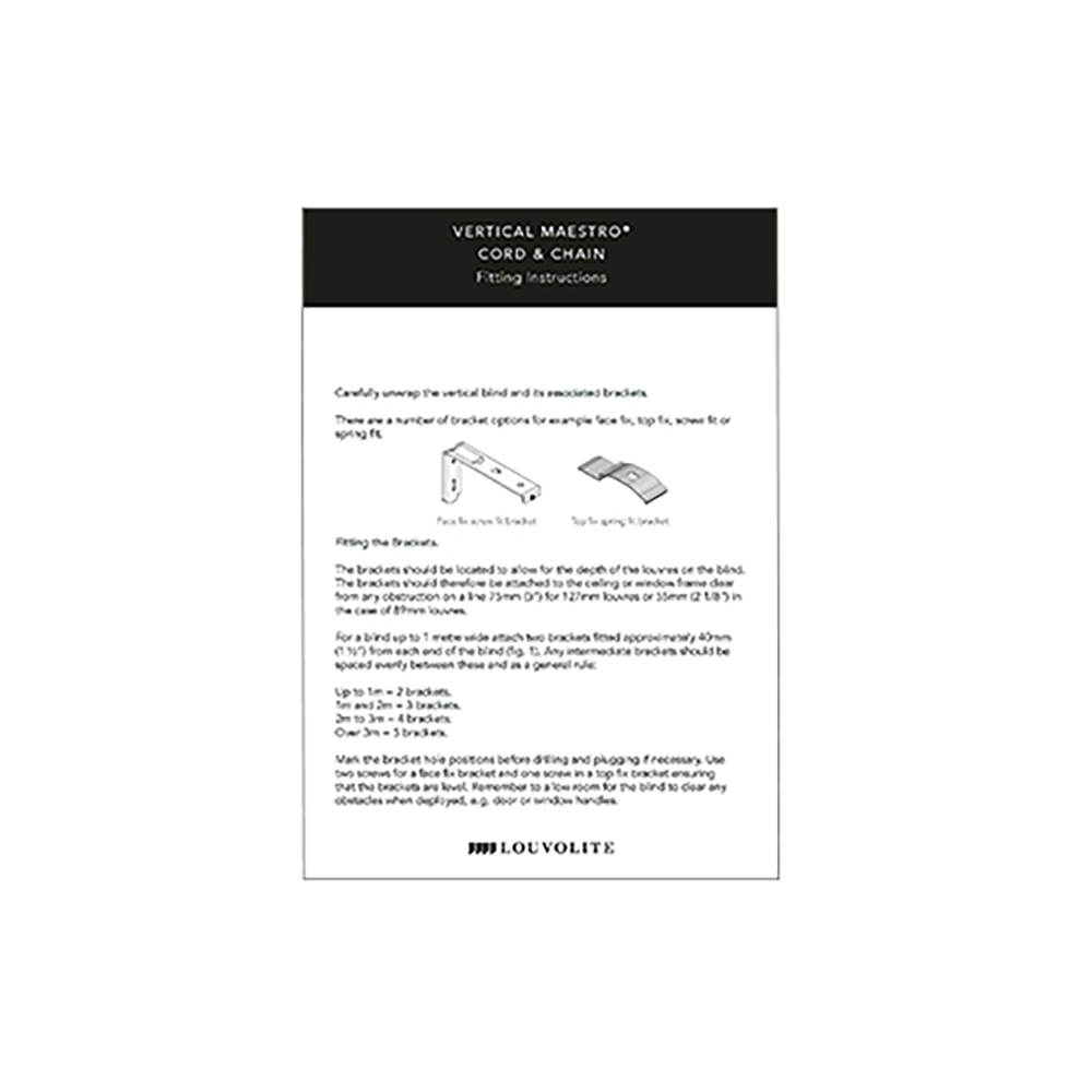 FITTING INSTRUCTIONS - MAESTRO - CORD AND CHAIN
