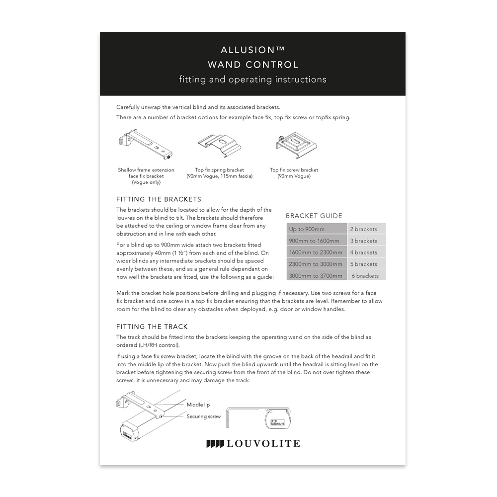 FITTING INSTRUCTIONS - ALLUSION-WAND CONTROL