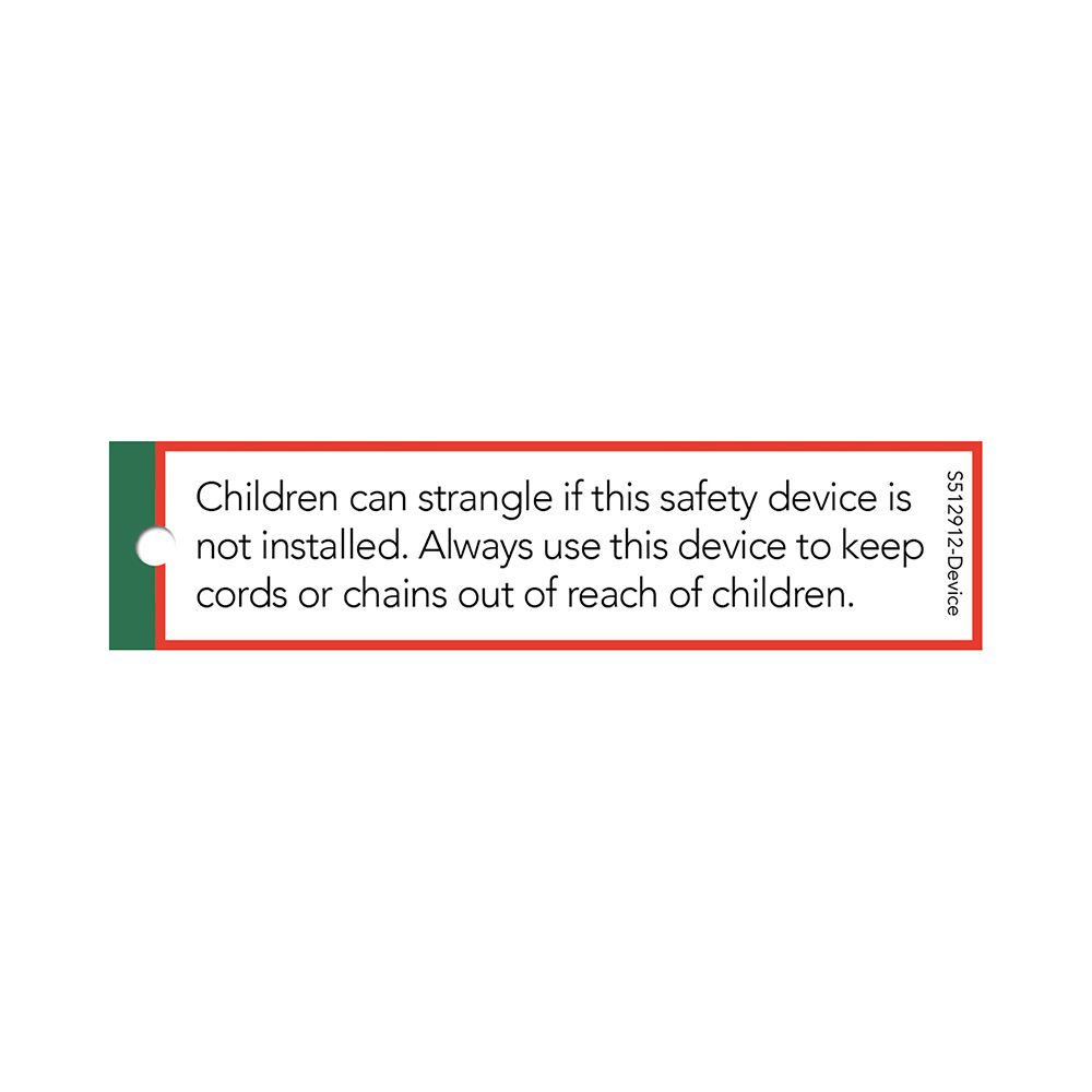 CHILD SAFETY WARNING TAG - INTERNAL CORDS